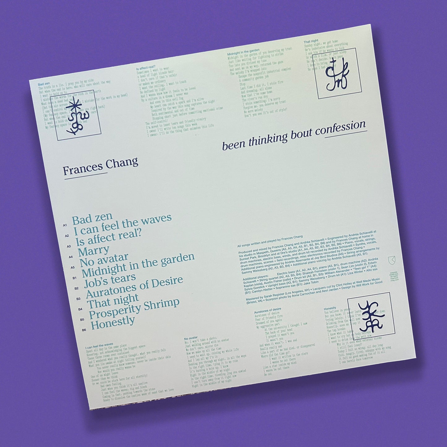 Frances Chang - been thinking bout confession