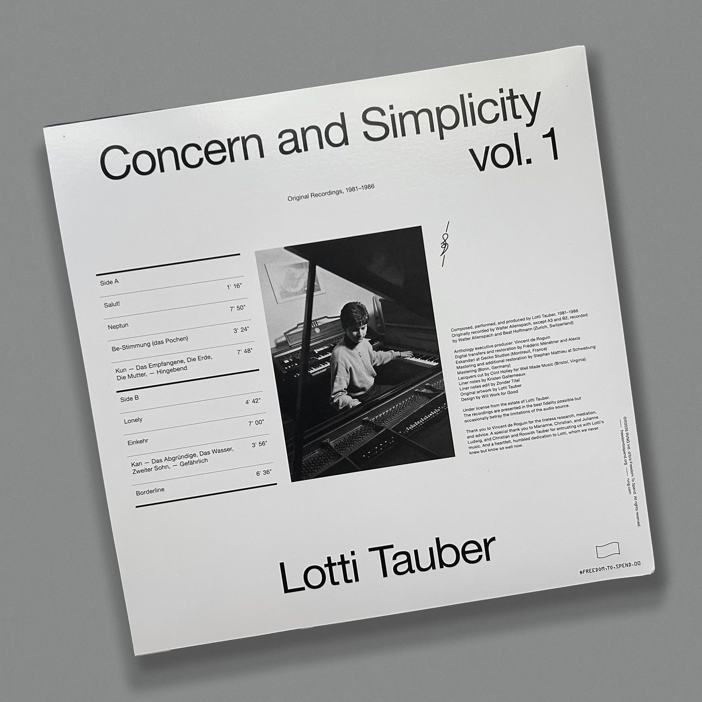 Lotti Tauber - Concern and Simplicity Volume 1: Original Recordings, 1981–1986