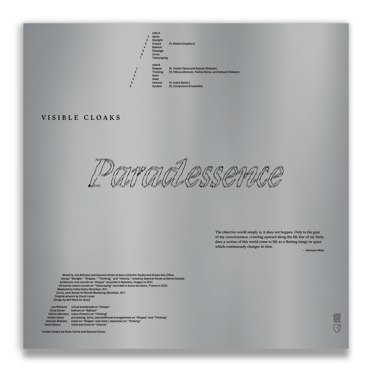 Visible Cloaks - Paradessence